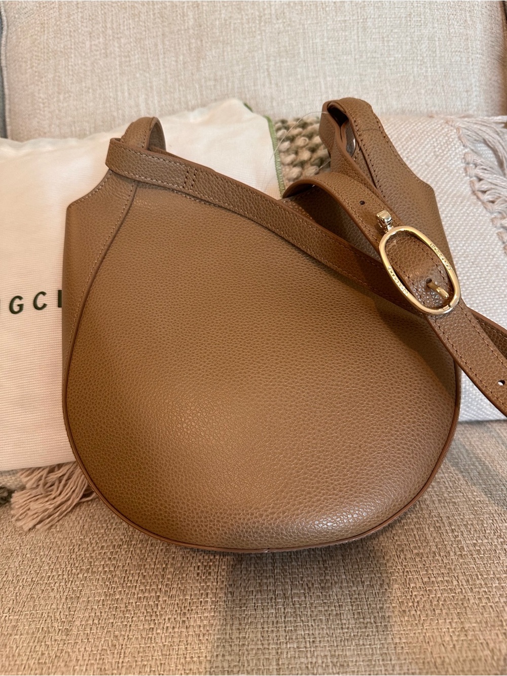 LONGCHAMP LE FOULONNÉ S CROSSBODY BAG Pecan Leather NWT Dustbag
